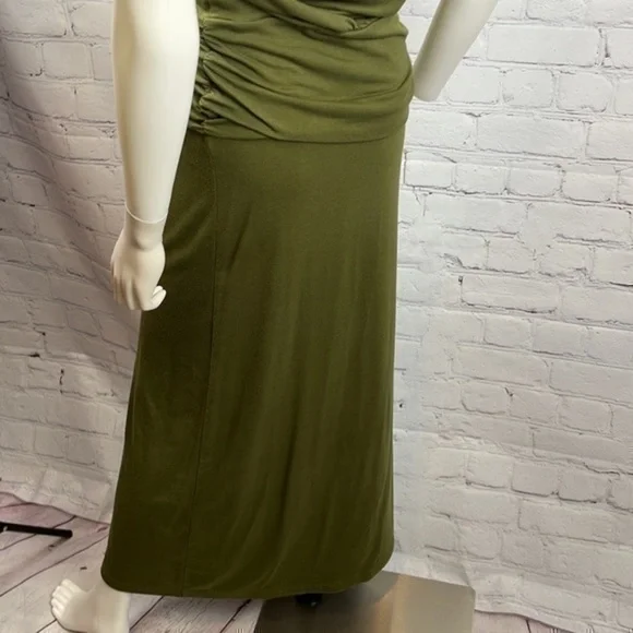 UEC Hive & Honey olive green short sleeve maxi dress small - Picture 6 of 8
